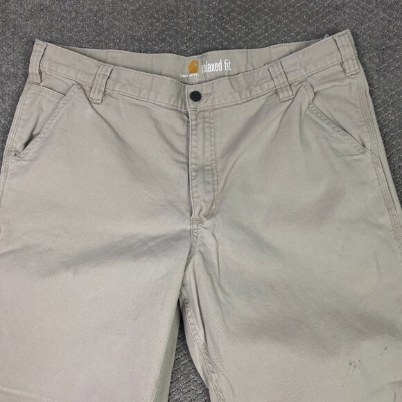 Carhartt Pants Men's 40 x 30 Measures 40 x 28.5 Beige Rugged Flex Canvas Work - Picture 2 of 16